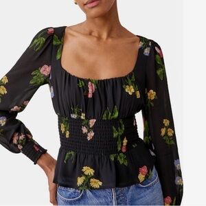 Reformation Hearth Long Sleeve Floral Blouse, NEW